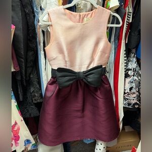 Kate Spade Swift colorblock dress pink top & burgundy skirt bow belt size 0